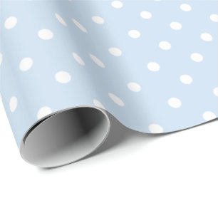 Baby Blue   White Polka Dot Wrapping Paper