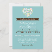 Baby Blue White Small Hearts Wedding Invitation