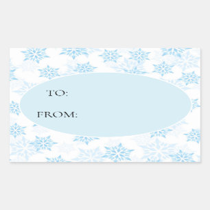 Baby Blue White Snowflakes Christmas To From Rectangular Sticker