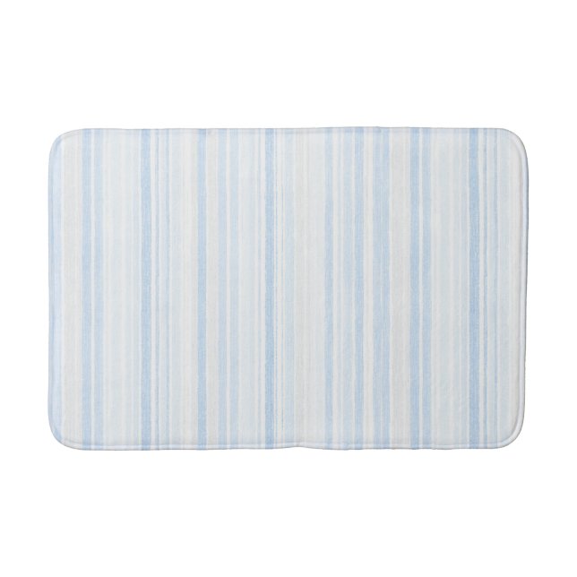 Baby Blue White Stripes Bath Mat (Front)