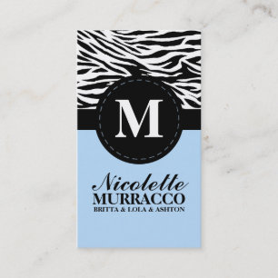 Baby Blue Wild Zebra Print Mummy Calling Card /