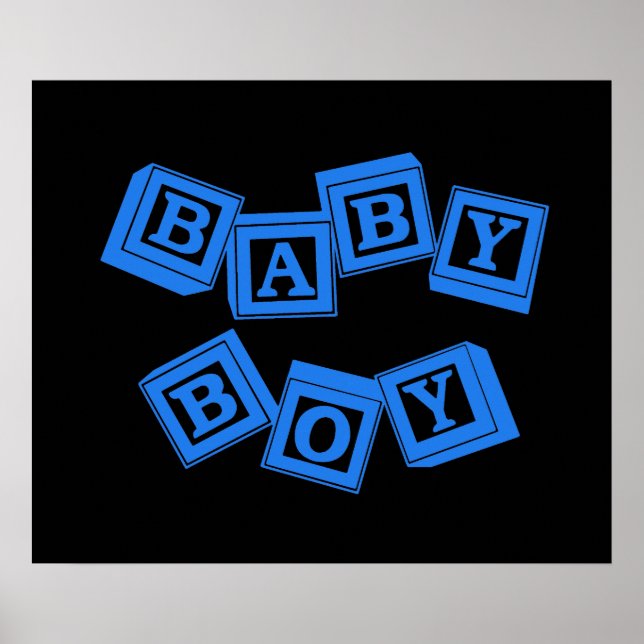 Baby Blue Wood Alphabet Cube Blocks Poster (Front)