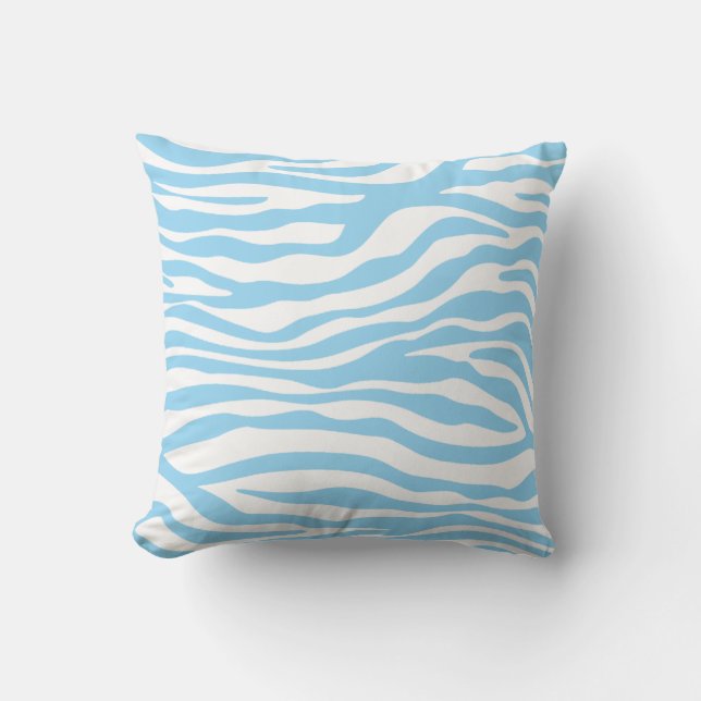 Baby Blue Zebra Animal Print Cushion (Front)