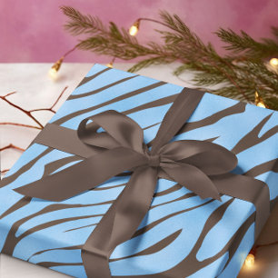 Baby Blue Zebra Pattern Wrapping Paper