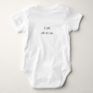 Baby body suit says “I have arrived” customisable  Bodysuit