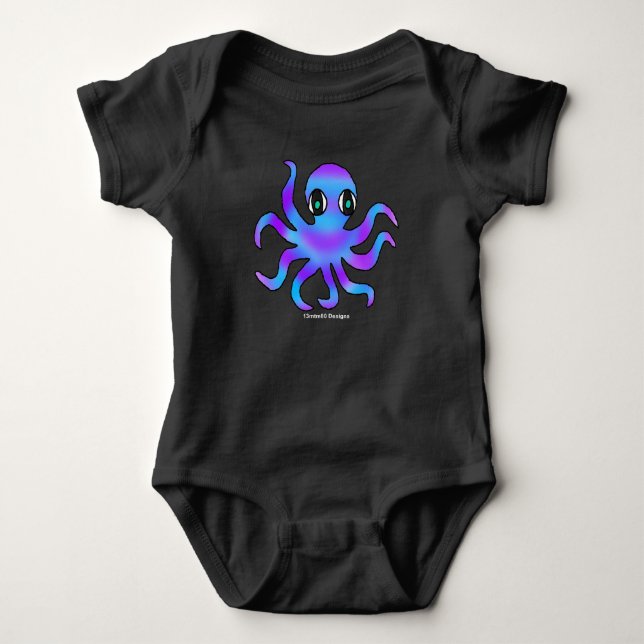 Baby Bodysuit -Blue Violet Octopus (vivid) (Front)