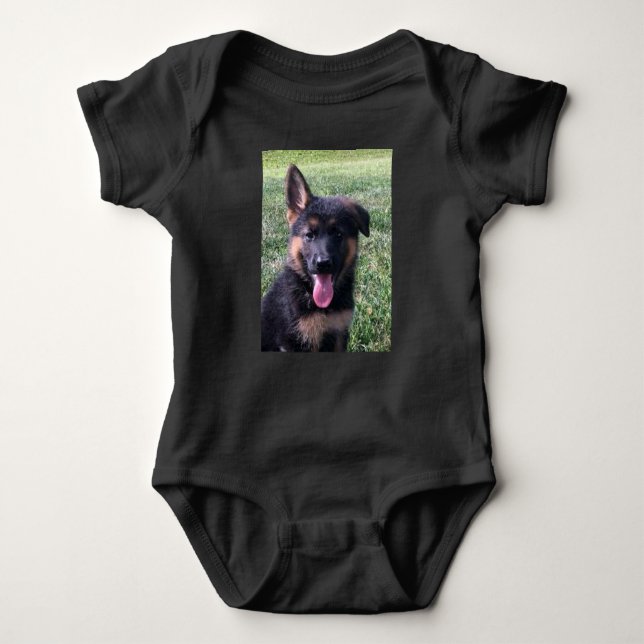 Baby Bodysuit, Custom Cute Dog photo Hazel Bodysuit (Front)