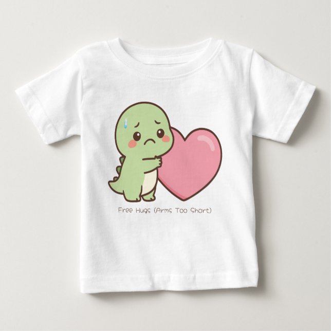 Baby Bodysuit - Cute Sad Dinosaur with Short Arms  (Front)