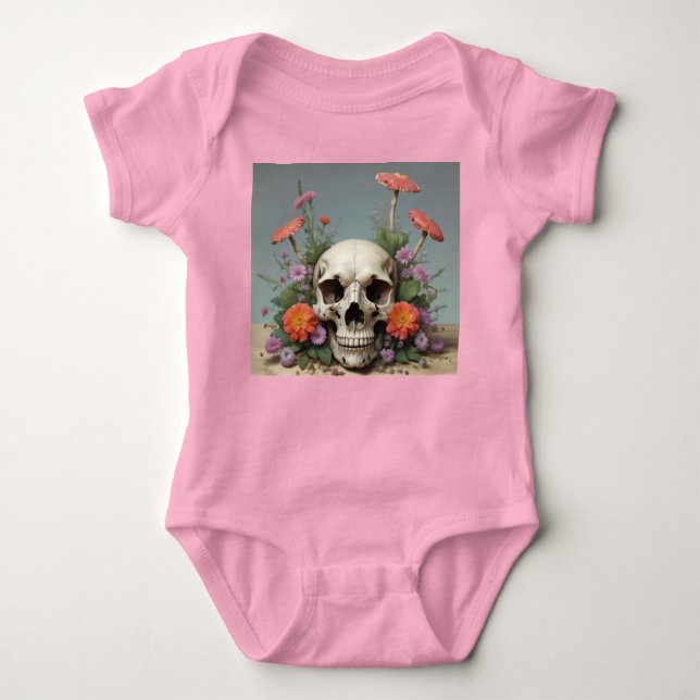 Baby Bodysuit - Girl - Rebirth Skull & Mushrooms  (Front)