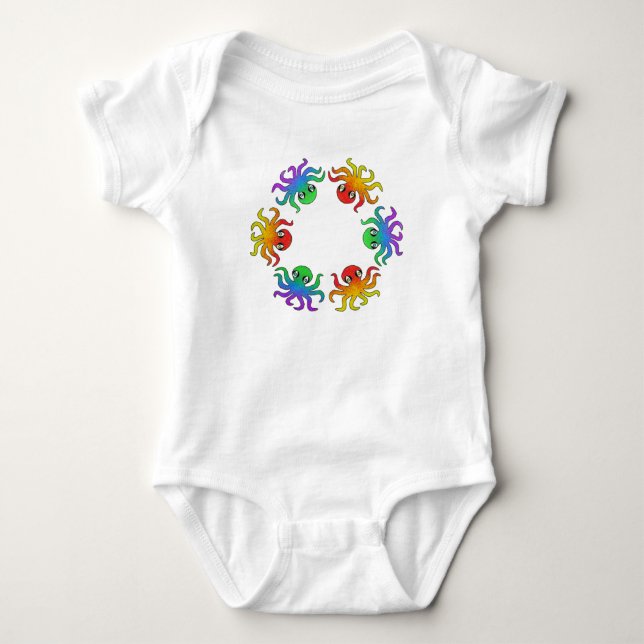 Baby Bodysuit - Gradient Octopus (white) (Front)