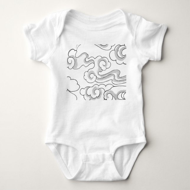 BABY BODYSUIT JAPANESE CLOUD PATTERN CUSTOM NAME (Front)