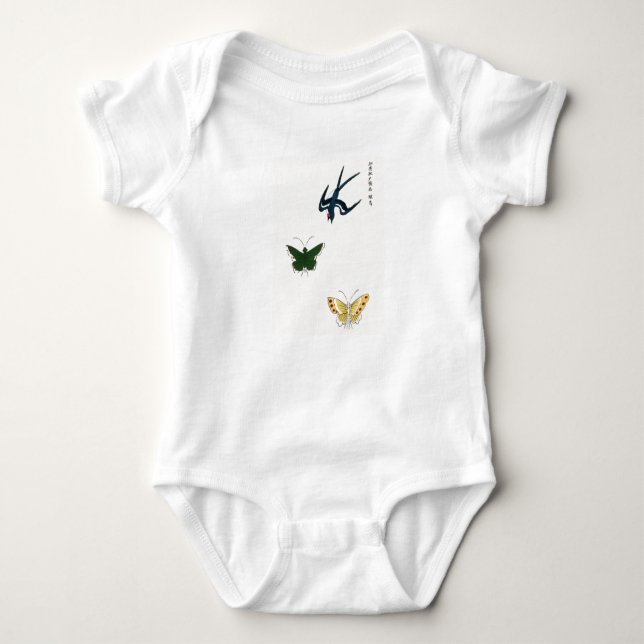 BABY BODYSUIT JAPANESE WOODBLOCK PRINT BUTTERFLIES (Front)