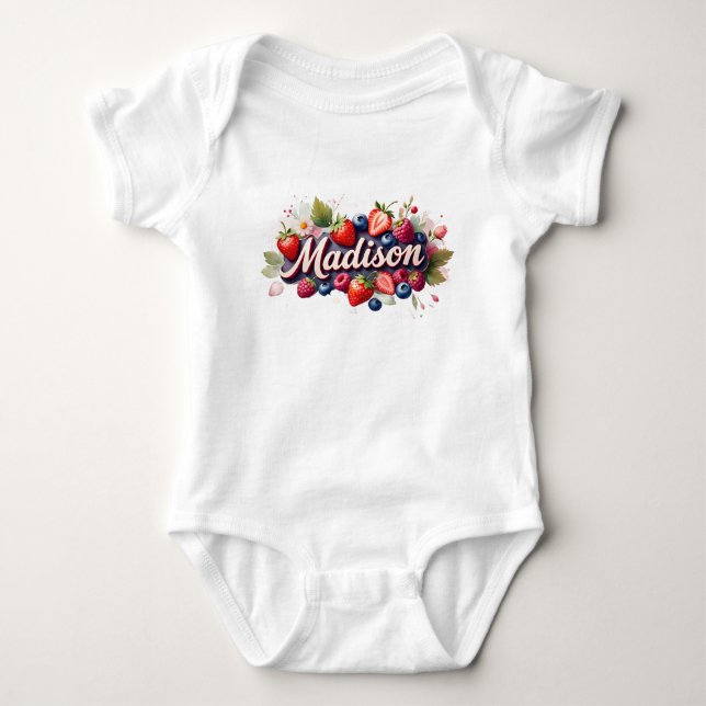 Baby Bodysuit " Madison " Berry Floral Design (Front)