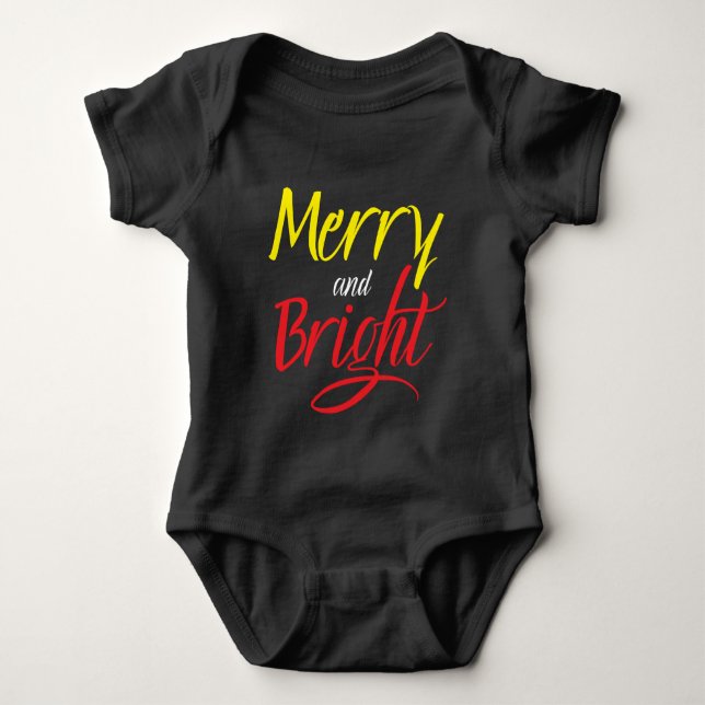Baby Bodysuit : Merry and Bright (black) (Front)