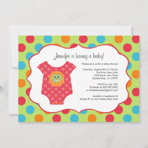 Baby Bodysuit Owl Baby Shower Invitations