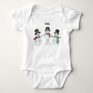 Baby Bodysuit   Personalized Snowman Trio