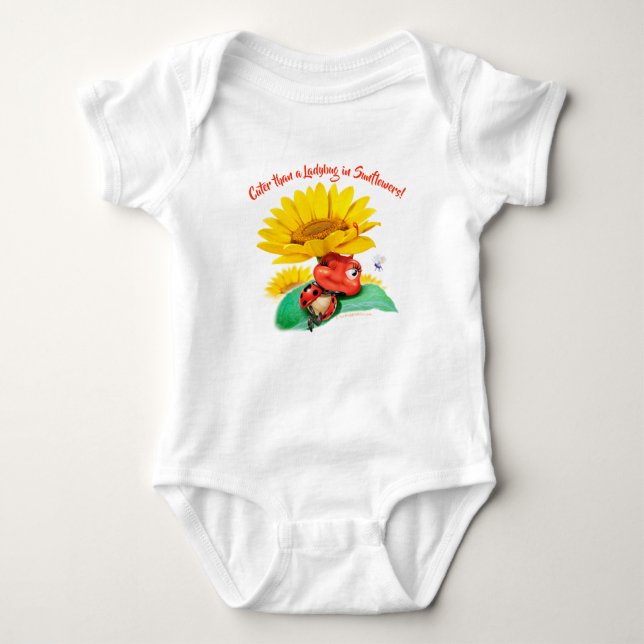 Baby Bodysuit Sleepy Ladybug Sunflowers (Front)