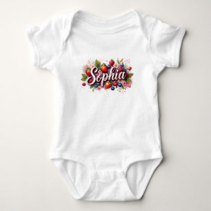 Baby Bodysuit "Sophia" Berry Floral Design