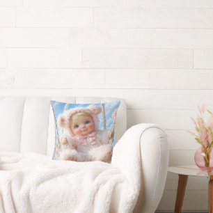 Baby Bodysuit T-shirt. 3D illustration of a pink Cushion