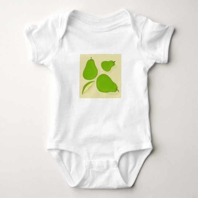 Baby Bodysuit Tee with Green Pear Design (Front)