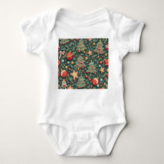 Baby bodysuit with a colourful Christmas pattern