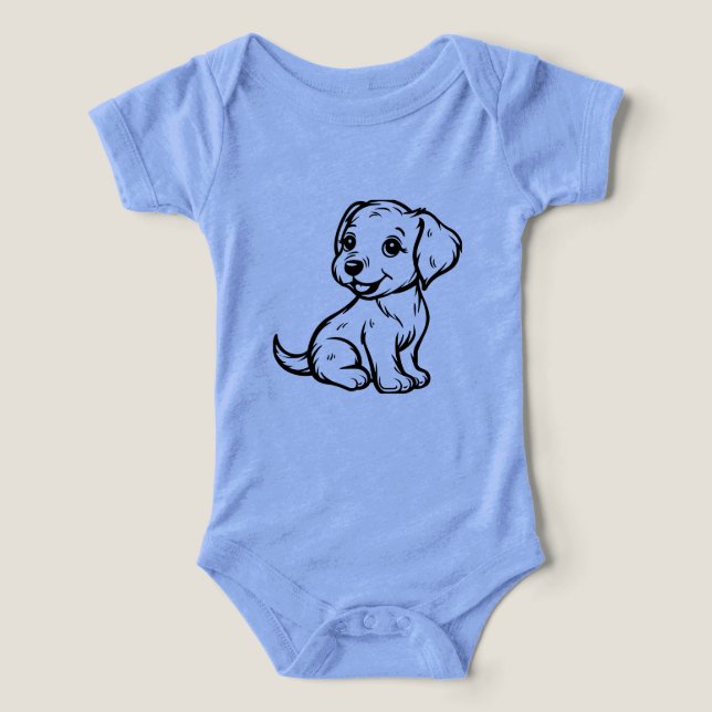 Baby Bodysuit with Black Golden Retriever Puppy De (Design Front)