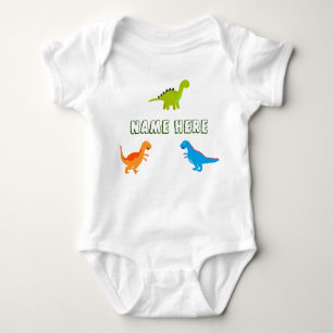 Baby Bodysuit with Dinosaurs to Personalise