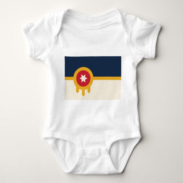 Baby bodysuit with flag of Tulsa, Oklahoma (Front)