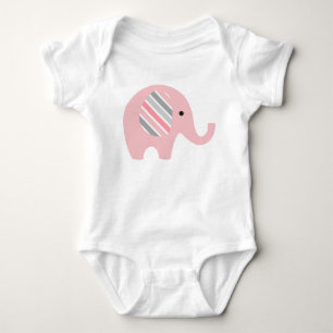 Baby Bodysuit with Pink Elephant/pink striped ears
