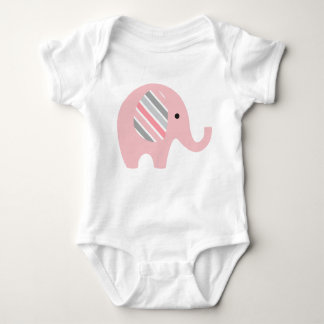 Baby Bodysuit with Pink Elephant/pink striped ears