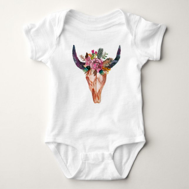 Baby Boho Longhorn Baby Bodysuit (Front)