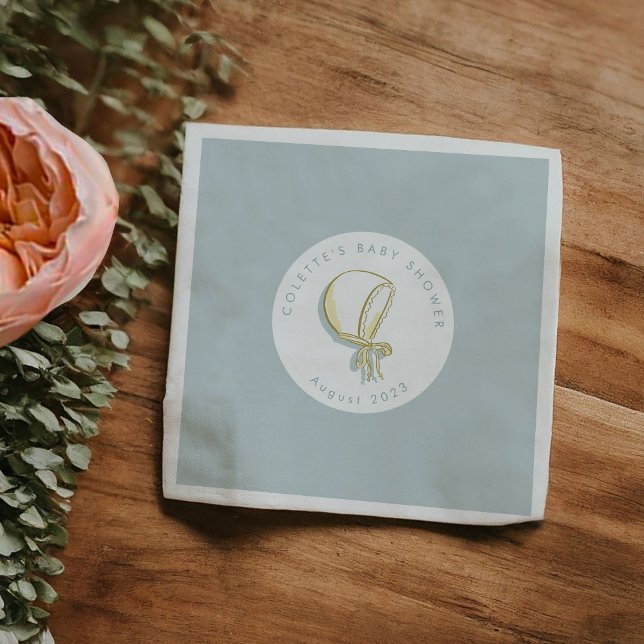 Baby Bonnet Baby Shower Blue Napkin (Baby Bonnet Illustration Baby Shower Blue Napkins)