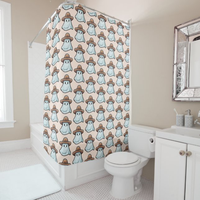 Baby Boo Cowboy Ghost Halloween Collection Shower Curtain (In Situ)