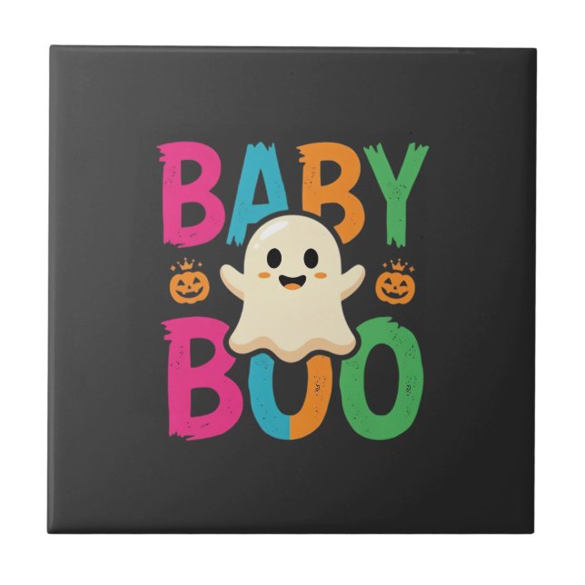 Baby Boo Halloween Ghost Design_1 Tile (Front)