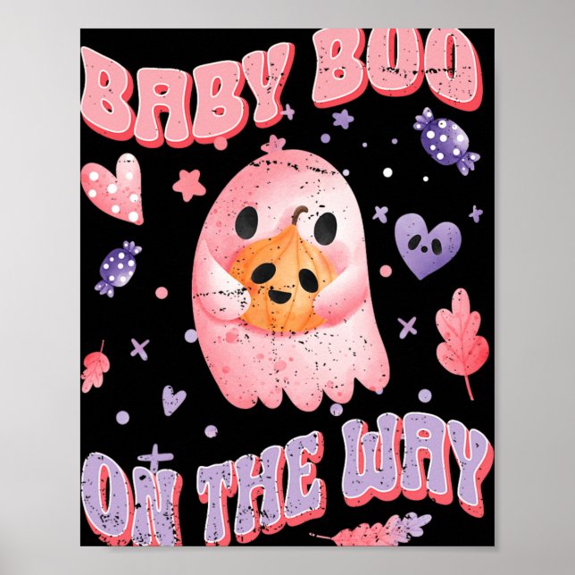 Baby Boo On The Way Halloween Pregnancy Announceme Poster (Front)