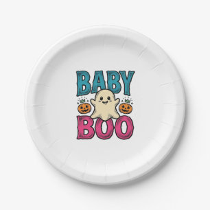 Baby Boo Vintage Halloween Ghost Shirt Design_1 Paper Plate