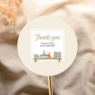 Baby Books and Brunch Bear Baby Shower Classic Round Sticker