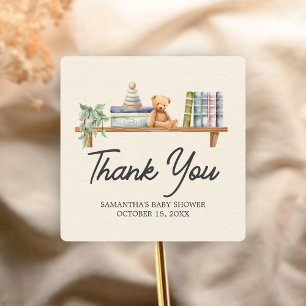 Baby Books and Brunch Neutral Baby Shower Square Sticker