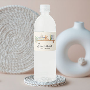 Baby Books and Brunch Neutral Baby Shower Water Bottle Label