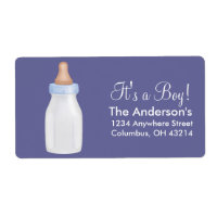 Baby Bottle Blue Return Address Labels