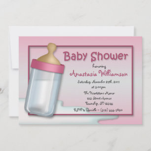 Baby Bottle Pink Baby Shower Invitations