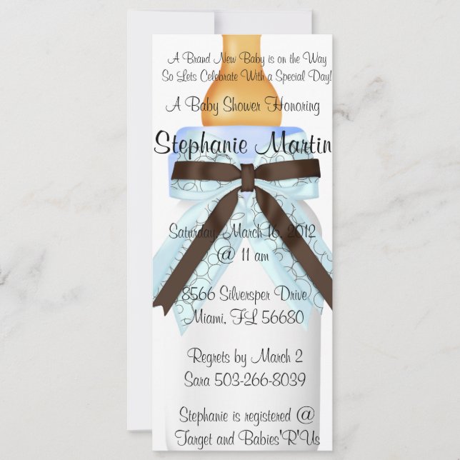 Baby Bottle Shower Invitation (Front)