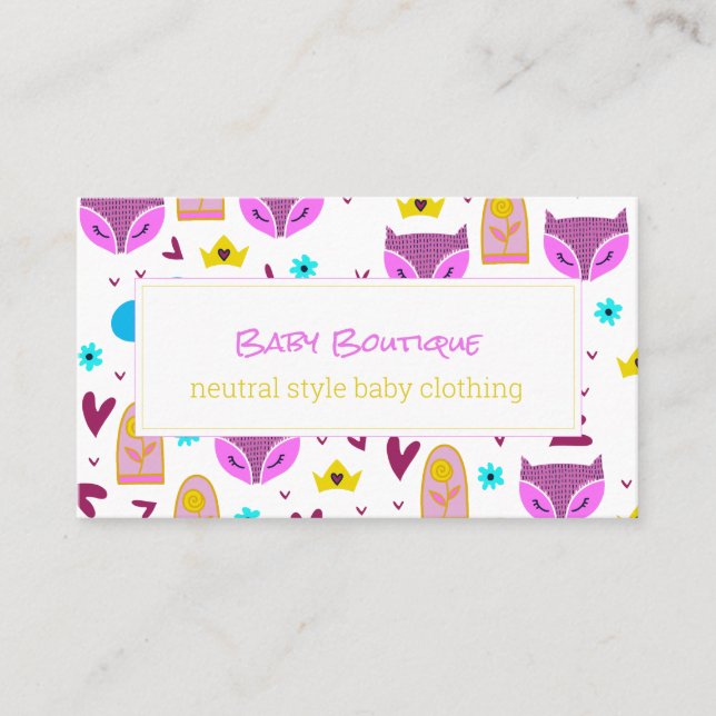 Baby boutique gender neutral website promotional business card (Front)