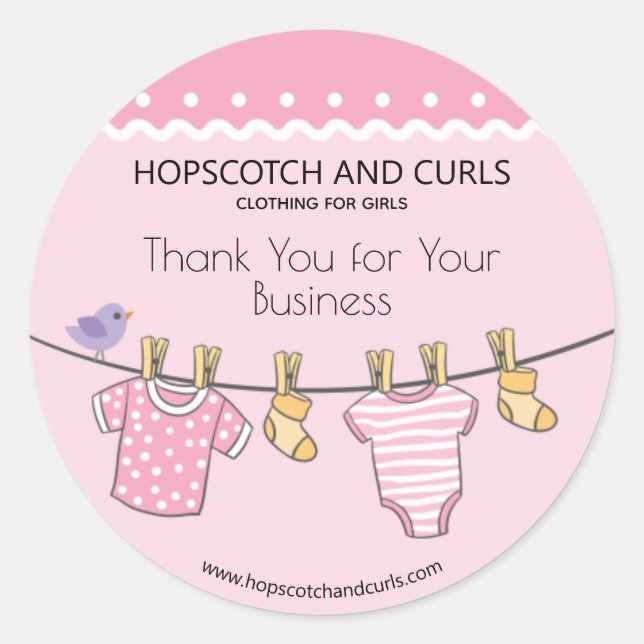Baby Boutique Thank You for Your Business Classic Round Sticker (Front)
