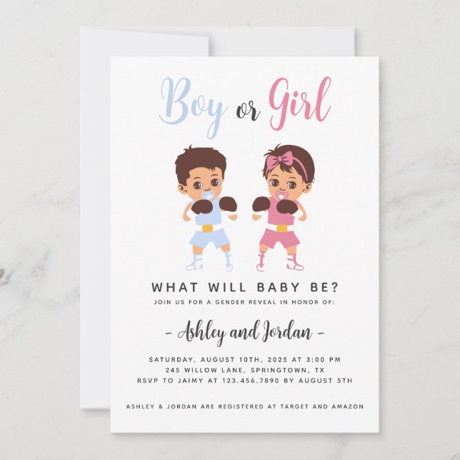 Baby Boxing Match Gender Reveal Invitation (Front)