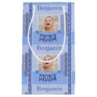 Baby Boy 1st Birthday Blue Scrapbook Small Gift Ba