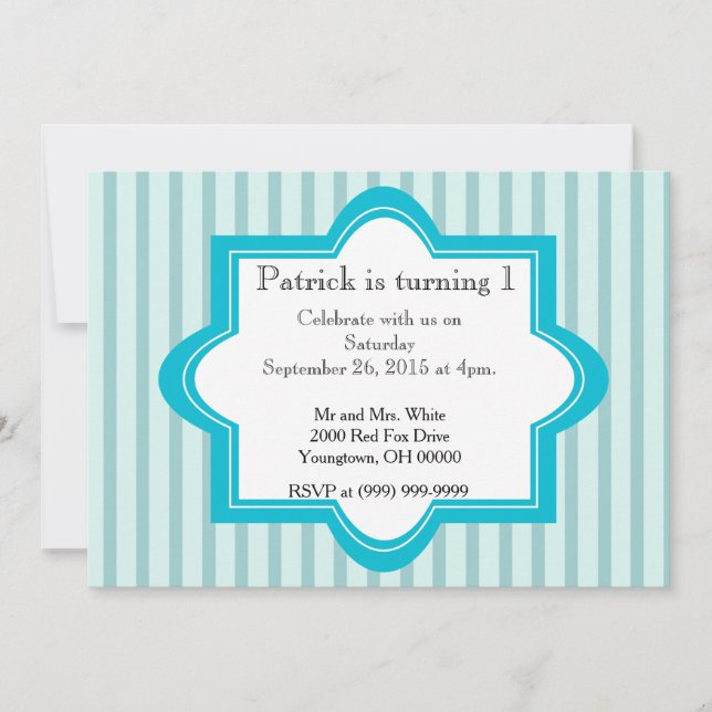 Baby Boy 1st birthday Invitation (Front)