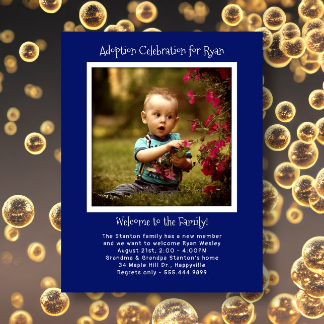Baby Boy Adoption Party Photo Invitation Template (Creator Uploaded)