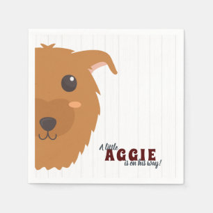 Baby Boy Aggie Dog Maroon Baby Shower Napkin