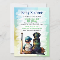 Baby Boy and Black Lab Baseball Themed Baby Shower